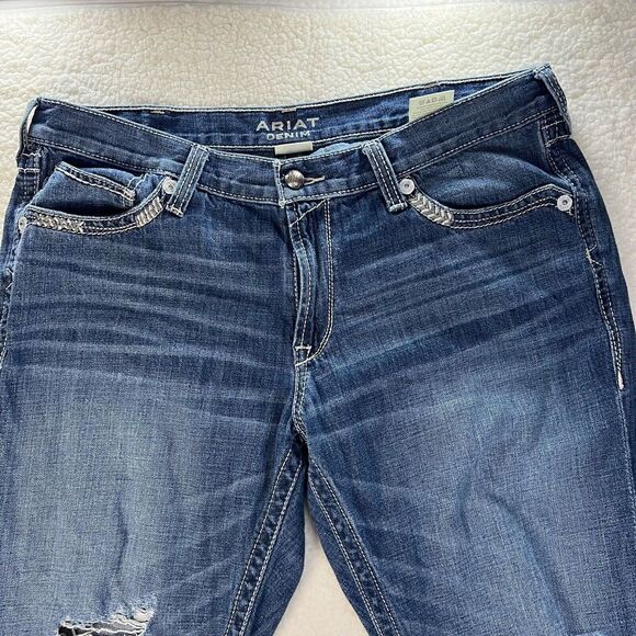 Ariat Denim Jeans Womens 33 Regular Blue Boyfriend Fit Dark Wash Stretch Denim - Picture 6 of 16